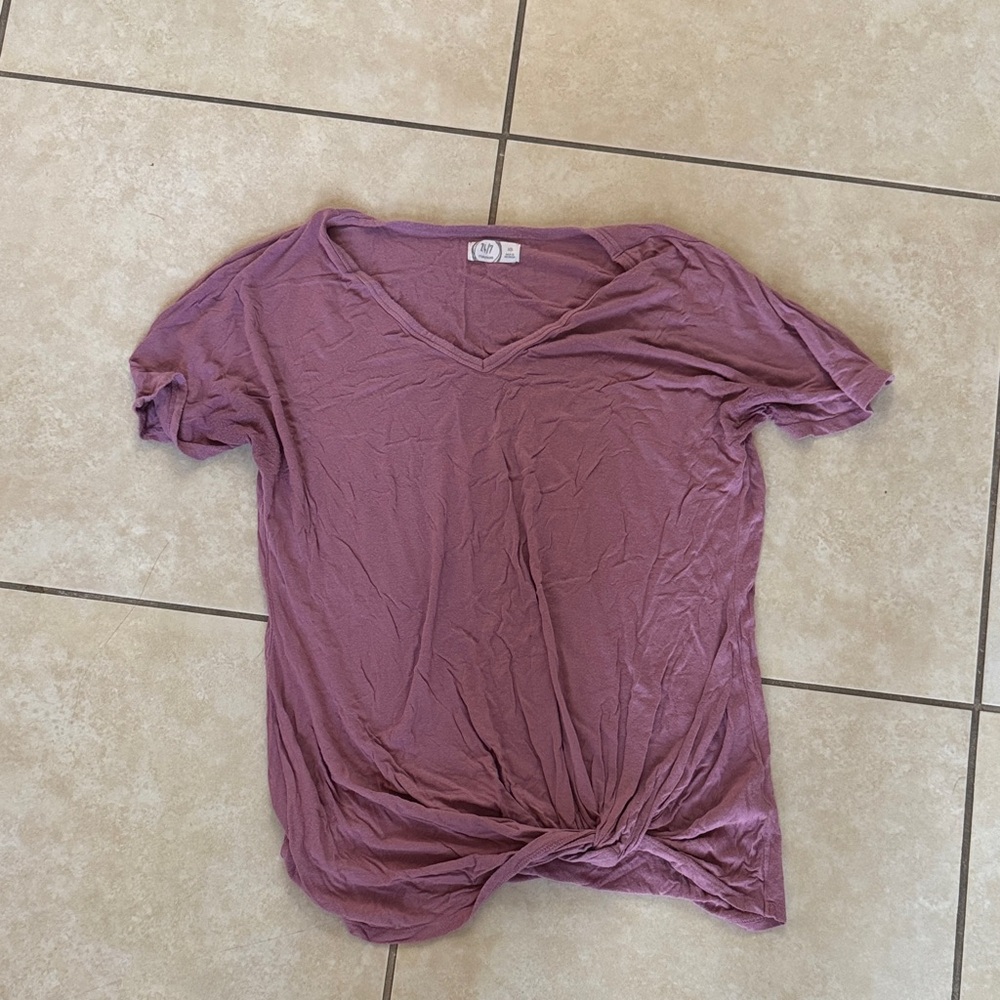 Maurices Short Sleeve V-Neck Top - Mauve